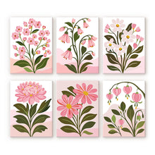 Load image into Gallery viewer, Mini Paint by numbers 15x20cm (6 pieces) - Pink Flowers Figured'Art