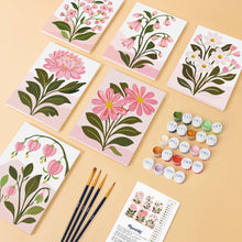 Load image into Gallery viewer, Mini Paint by numbers 15x20cm (6 pieces) - Pink Flowers