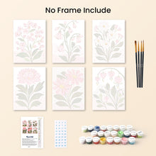 Load image into Gallery viewer, Mini Paint by numbers 15x20cm (6 pieces) - Pink Flowers