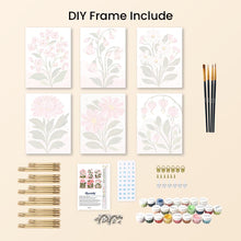 Load image into Gallery viewer, Mini Paint by numbers 15x20cm (6 pieces) - Pink Flowers