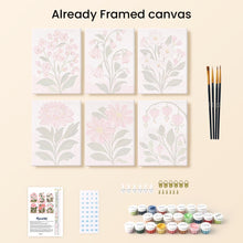 Load image into Gallery viewer, Mini Paint by numbers 15x20cm (6 pieces) - Pink Flowers