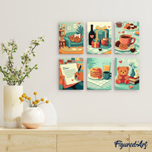 Load image into Gallery viewer, Mini Paint by numbers 15x20cm (6 pieces) - Cozy Love
