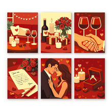 Load image into Gallery viewer, Mini Paint by numbers 15x20cm (6 pieces) - Romance and Love Figured'Art