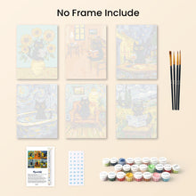 Load image into Gallery viewer, Mini Paint by numbers 15x20cm (6 pieces) - Van Gogh Style Cat