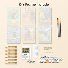Load image into Gallery viewer, Mini Paint by numbers 15x20cm (6 pieces) - Van Gogh Style Cat