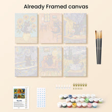 Load image into Gallery viewer, Mini Paint by numbers 15x20cm (6 pieces) - Van Gogh Style Cat