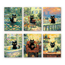Load image into Gallery viewer, Mini Paint by numbers 15x20cm (6 pieces) - Claude Monet Style Cat Figured'Art