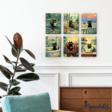 Load image into Gallery viewer, Mini Paint by numbers 15x20cm (6 pieces) - Claude Monet Style Cat