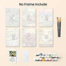 Load image into Gallery viewer, Mini Paint by numbers 15x20cm (6 pieces) - Claude Monet Style Cat