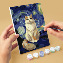 Load image into Gallery viewer, Mini Paint by numbers 15x20cm (6 pieces) - Starry Night Cats
