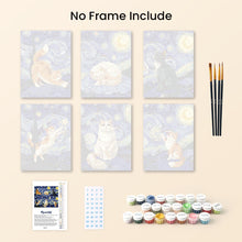 Load image into Gallery viewer, Mini Paint by numbers 15x20cm (6 pieces) - Starry Night Cats