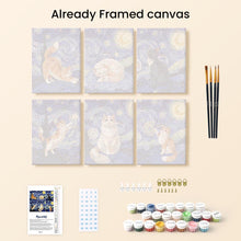 Load image into Gallery viewer, Mini Paint by numbers 15x20cm (6 pieces) - Starry Night Cats