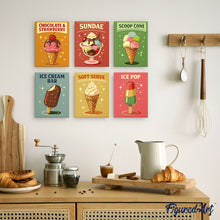 Load image into Gallery viewer, Mini Paint by numbers 15x20cm (6 pieces) - Vintage Ice Cream