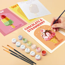 Load image into Gallery viewer, Mini Paint by numbers 15x20cm (6 pieces) - Retro Ice Cream