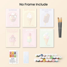 Load image into Gallery viewer, Mini Paint by numbers 15x20cm (6 pieces) - Retro Ice Cream