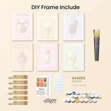 Load image into Gallery viewer, Mini Paint by numbers 15x20cm (6 pieces) - Retro Ice Cream