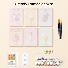 Load image into Gallery viewer, Mini Paint by numbers 15x20cm (6 pieces) - Retro Ice Cream