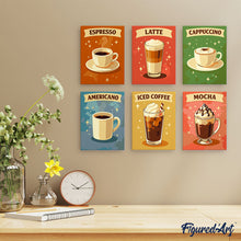 Load image into Gallery viewer, Mini Paint by numbers 15x20cm (6 pieces) - Classic Coffee
