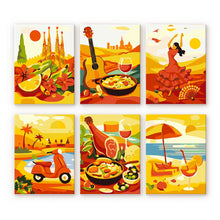 Load image into Gallery viewer, Mini Paint by numbers 15x20cm (6 pieces) - Vibrant Spain Figured'Art