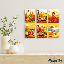Load image into Gallery viewer, Mini Paint by numbers 15x20cm (6 pieces) - Vibrant Spain