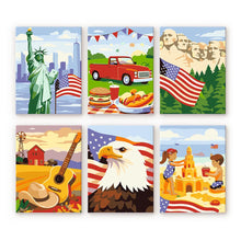 Load image into Gallery viewer, Mini Paint by numbers 15x20cm (6 pieces) - Hello USA Figured'Art