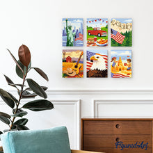 Load image into Gallery viewer, Mini Paint by numbers 15x20cm (6 pieces) - Hello USA
