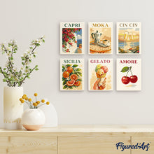 Load image into Gallery viewer, Mini Paint by numbers 15x20cm (6 pieces) - Dolce Italy