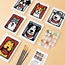 Load image into Gallery viewer, Mini Paint by numbers 15x20cm (6 pieces) - Bandana Buddies 1