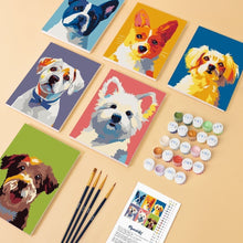 Load image into Gallery viewer, Mini Paint by numbers 15x20cm (6 pieces) - Modern Dog Portraits 1