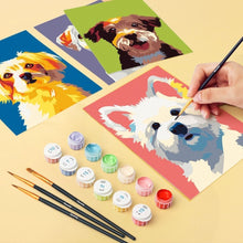 Load image into Gallery viewer, Mini Paint by numbers 15x20cm (6 pieces) - Modern Dog Portraits 1