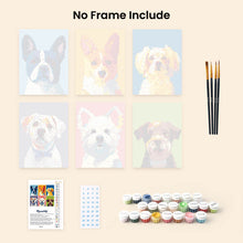 Load image into Gallery viewer, Mini Paint by numbers 15x20cm (6 pieces) - Modern Dog Portraits 1