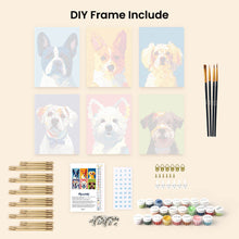 Load image into Gallery viewer, Mini Paint by numbers 15x20cm (6 pieces) - Modern Dog Portraits 1