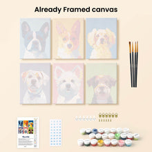 Load image into Gallery viewer, Mini Paint by numbers 15x20cm (6 pieces) - Modern Dog Portraits 1
