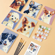 Load image into Gallery viewer, Mini Paint by numbers 15x20cm (6 pieces) - Modern Dog Portraits 2