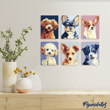 Load image into Gallery viewer, Mini Paint by numbers 15x20cm (6 pieces) - Modern Dog Portraits 2