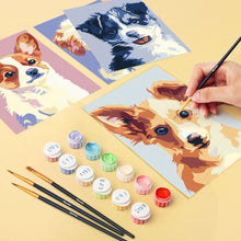 Load image into Gallery viewer, Mini Paint by numbers 15x20cm (6 pieces) - Modern Dog Portraits 2