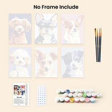 Load image into Gallery viewer, Mini Paint by numbers 15x20cm (6 pieces) - Modern Dog Portraits 2