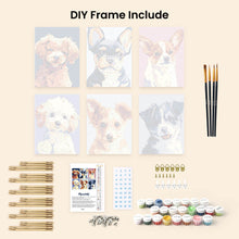 Load image into Gallery viewer, Mini Paint by numbers 15x20cm (6 pieces) - Modern Dog Portraits 2