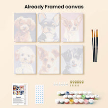 Load image into Gallery viewer, Mini Paint by numbers 15x20cm (6 pieces) - Modern Dog Portraits 2