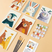 Load image into Gallery viewer, Mini Paint by numbers 15x20cm (6 pieces) - Woodland Portraits 1