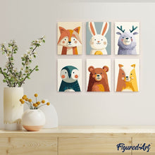 Load image into Gallery viewer, Mini Paint by numbers 15x20cm (6 pieces) - Woodland Portraits 1