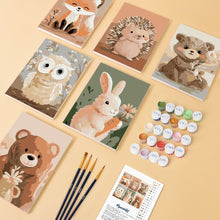 Load image into Gallery viewer, Mini Paint by numbers 15x20cm (6 pieces) - Woodland Portraits 2