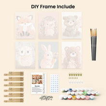 Load image into Gallery viewer, Mini Paint by numbers 15x20cm (6 pieces) - Woodland Portraits 2