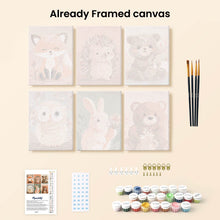 Load image into Gallery viewer, Mini Paint by numbers 15x20cm (6 pieces) - Woodland Portraits 2