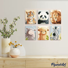 Load image into Gallery viewer, Mini Paint by numbers 15x20cm (6 pieces) - Wildlife Portraits 1