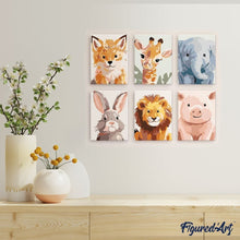 Load image into Gallery viewer, Mini Paint by numbers 15x20cm (6 pieces) - Wildlife Portraits 2