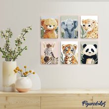 Load image into Gallery viewer, Mini Paint by numbers 15x20cm (6 pieces) - Wildlife Portraits 3