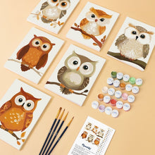 Load image into Gallery viewer, Mini Paint by numbers 15x20cm (6 pieces) - Forest Guardians