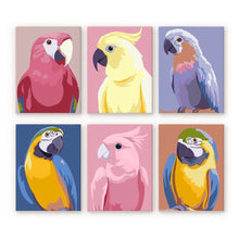 Load image into Gallery viewer, Mini Paint by numbers 15x20cm (6 pieces) - Tropical Feathers Figured'Art