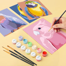 Load image into Gallery viewer, Mini Paint by numbers 15x20cm (6 pieces) - Tropical Feathers